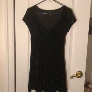 Black crushed velvet mini dress